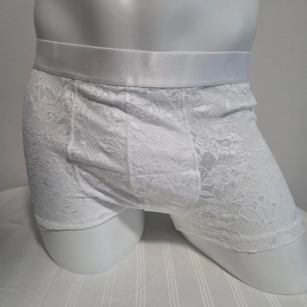 Cosabella Never Say Never Mens White Lace Boxer Briefs Trunks New